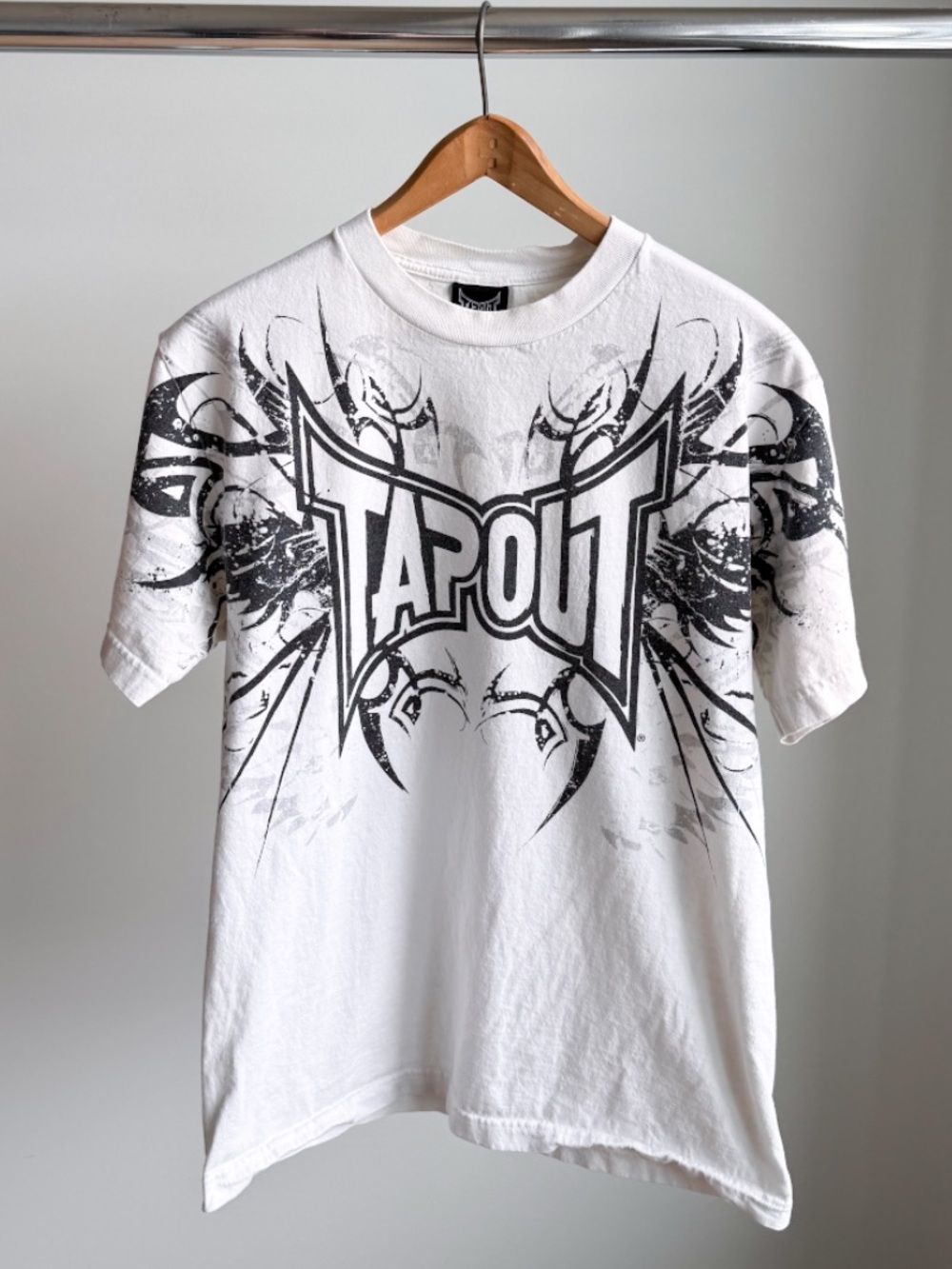 Vintage Y2K Tapout Graphic T-Shirt M Tribal All Over Print Made in USA